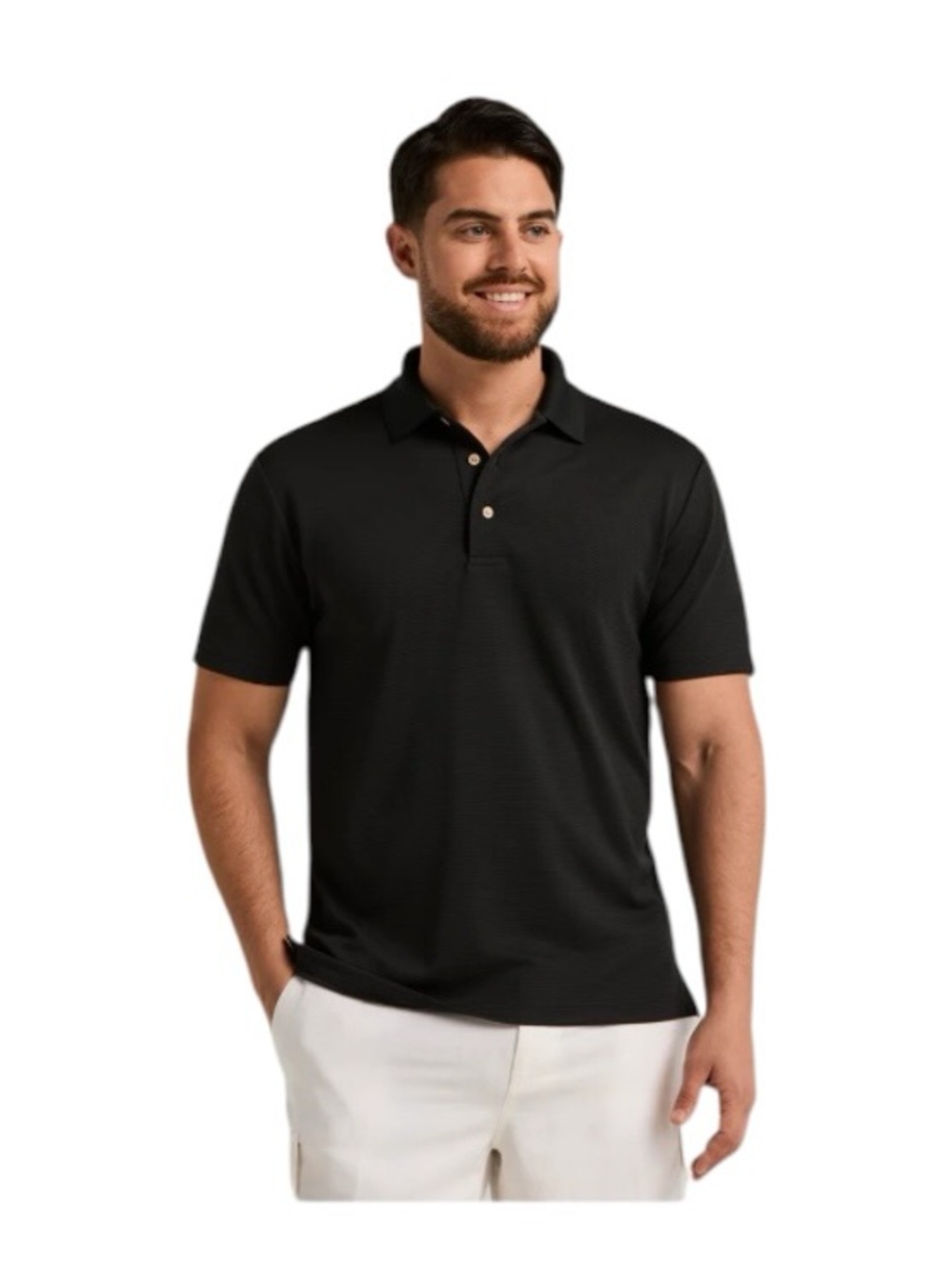 Cubavera Men's Black Textured Polo Shirt  NWT